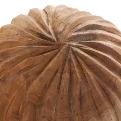 New Brown Teak Wood Carved Orbs, Set of 3 Bowl Filler