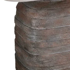 Kirklands Home Table Lamps|Brown Textured Rectangle Shade Table Lamp Ivory