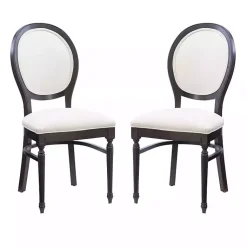 Kirklands Home Dining Chairs|Brown Upholstered Oval Dining Chairs, Set of 2 White