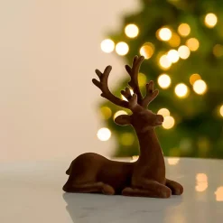 Sale Velvet Sitting Deer Figurine Christmas Decorations