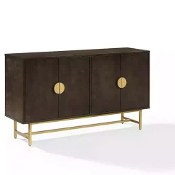 Kirklands Home Cabinets & Sideboards|Wood & Gold Metal Sideboard Brown