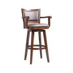 Kirklands Home Bar Stools & Counter Height Stools|Wood and Faux Leather Swivel Bar Stool Brown