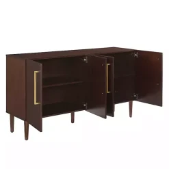 Kirklands Home Cabinets & Sideboards|Brown Wood and Gold 4-Door Cabinet