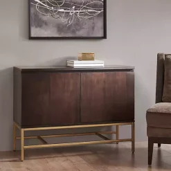 Kirklands Home Tv Stands & Media Consoles|Wood and Gold Martha Stewart Cabinet Brown