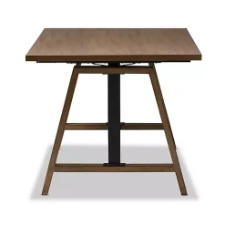 Kirklands Home Office Furniture|Brown Wood and Metal Linear Base Desk