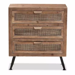 Kirklands Home Cabinets & Sideboards|Wood and Rattan 3-Drawer Cabinet Brown
