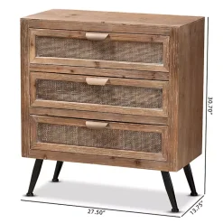Kirklands Home Cabinets & Sideboards|Wood and Rattan 3-Drawer Cabinet Brown