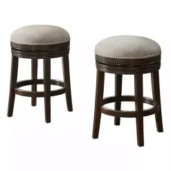 Kirklands Home Bar Stools & Counter Height Stools|Brown Wood Backless Swivel 2-pc. Counter Stool Set Gray