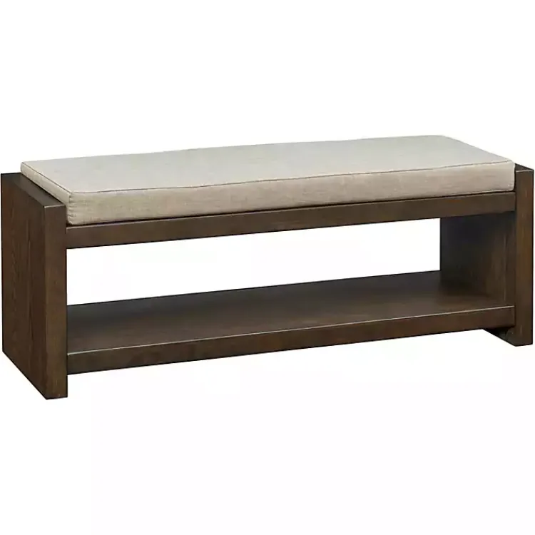 Kirklands Home Benches & Ottomans|Wood Bench with Cushion Brown
