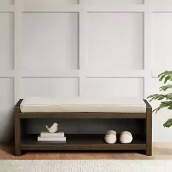 Kirklands Home Benches & Ottomans|Wood Bench with Cushion Brown