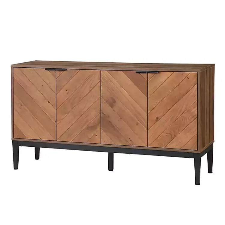 Kirklands Home Cabinets & Sideboards|Wood Chevron 4-Door Sideboard Brown
