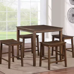 Kirklands Home Dining Tables|Wood Counter Stool 5-pc. Dining Set Brown