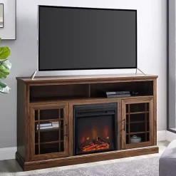 Kirklands Home Tv Stands & Media Consoles|Wood 2-Door LED Fireplace Cabinet Brown