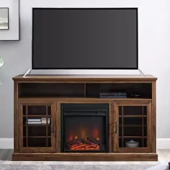 Kirklands Home Tv Stands & Media Consoles|Wood 2-Door LED Fireplace Cabinet Brown