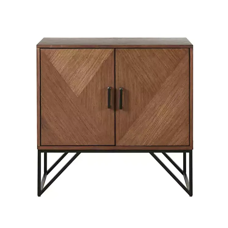 Kirklands Home Cabinets & Sideboards|Brown Wood Frame Metal Base 2-Door Cabinet