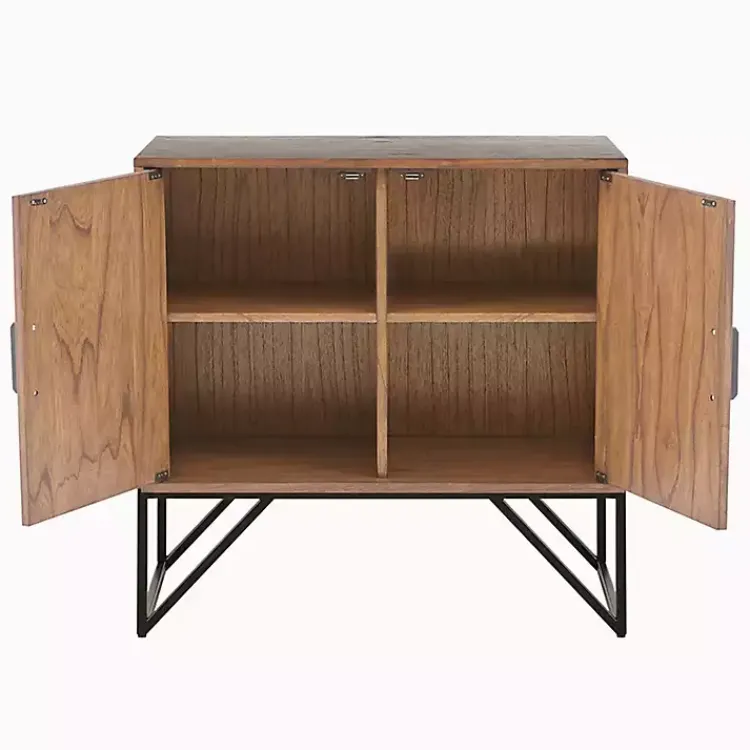 Kirklands Home Cabinets & Sideboards|Brown Wood Frame Metal Base 2-Door Cabinet