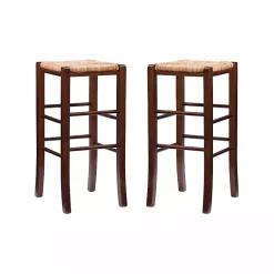 Kirklands Home Bar Stools & Counter Height Stools|Wood Seagrass Backless 2-pc. Bar Stool Set Brown