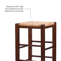 Kirklands Home Bar Stools & Counter Height Stools|Wood Seagrass Backless 2-pc. Bar Stool Set Brown
