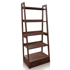 Kirklands Home Bookshelves|Wood 5-Shelf Leaning Bookshelf Brown