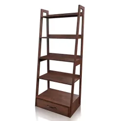 Kirklands Home Bookshelves|Wood 5-Shelf Leaning Bookshelf Brown