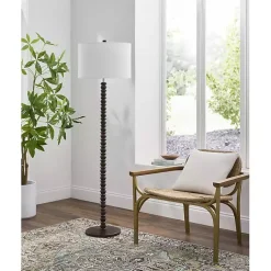 Kirklands Home Floor Lamps|Wood Spindle Paduak Floor Lamp Brown