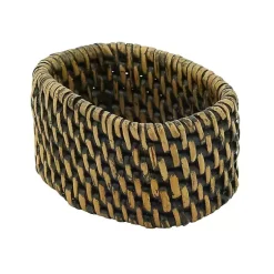Kirklands Home Table Linens|Woven Rattan Oval Napkin Rings, Set of 4 Brown