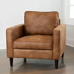 Kirklands Home Accent Chairs|Wyatt Faux Leather Armchair Brown