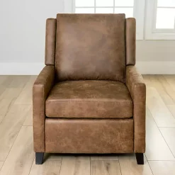 Kirklands Home Accent Chairs|Wyatt Faux Leather Recliner Brown