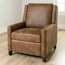Kirklands Home Accent Chairs|Wyatt Faux Leather Recliner Brown