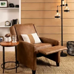 Kirklands Home Accent Chairs|Wyatt Faux Leather Recliner Brown