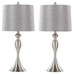Kirklands Home Table Lamps|Brushed Nickel Ashley Table Lamps, Set of 2