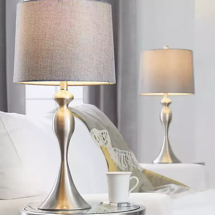 Kirklands Home Table Lamps|Brushed Nickel Ashley Table Lamps, Set of 2