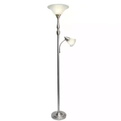 Kirklands Home Floor Lamps|Brushed Nickel Base Marble Glass Shade Floor Lamp Gray