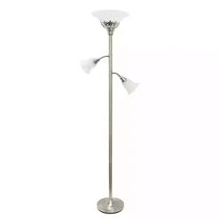 Kirklands Home Floor Lamps|Brushed Nickel 3-Scallop Glass Floor Lamp Gray