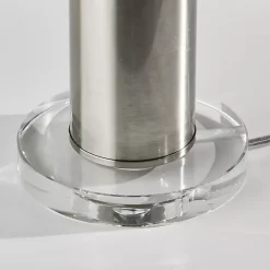 Kirklands Home Table Lamps|Brushed Steel Cylinder Table Lamp White