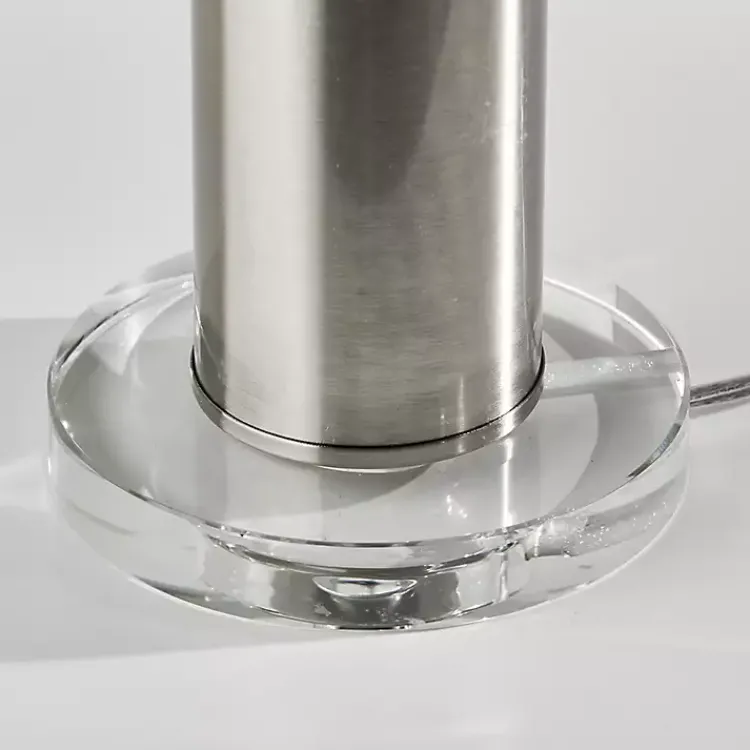 Kirklands Home Table Lamps|Brushed Steel Cylinder Table Lamp White