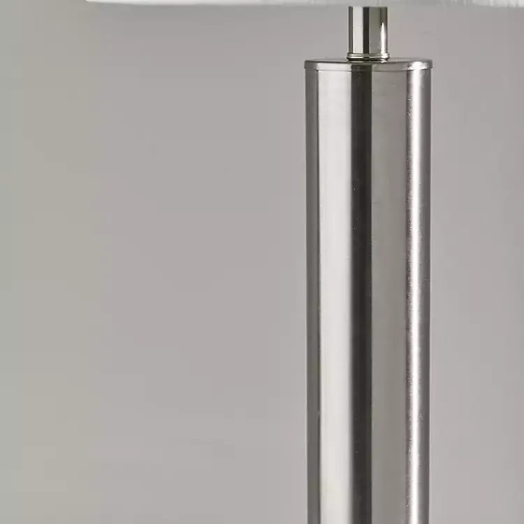 Kirklands Home Table Lamps|Brushed Steel Cylinder Table Lamp White