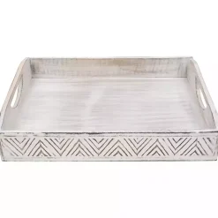 Online Brushed Chevron Carved Trays, Set of 2 Decorative Trays