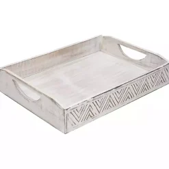 Online Brushed Chevron Carved Trays, Set of 2 Decorative Trays