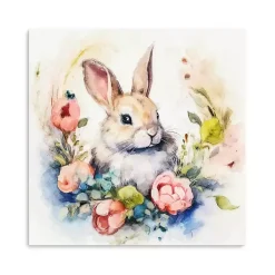 Outlet Bunny Nestled in Flowers Canvas Art Print Easter Decorations