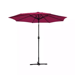 Kirklands Home Outdoor Accent Furniture|Burgundy 9 ft. Hand Crank Tilt Umbrella Red
