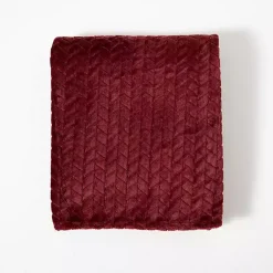 Hot Burgundy Heavenly Herringbone Plush Throw Blankets & Throws