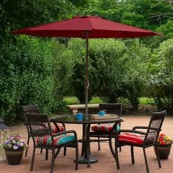 Kirklands Home Outdoor Accent Furniture|Burgundy Tilt Hand Crank Outdoor Umbrella