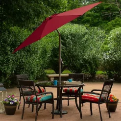 Kirklands Home Outdoor Accent Furniture|Burgundy Tilt Hand Crank Outdoor Umbrella