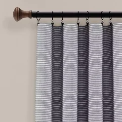 Kirklands Home Curtains & Drapes|Buttons and Stripes Curtain Panel Set, 84 in. Gray