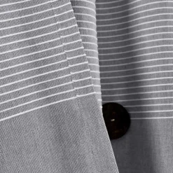 Kirklands Home Curtains & Drapes|Buttons and Stripes Curtain Panel Set, 84 in. Gray