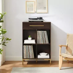 Kirklands Home Bookshelves|Cadence Gold Record Storage Bookcase
