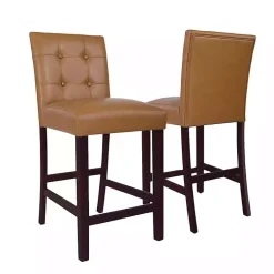 Kirklands Home Bar Stools & Counter Height Stools|Camel Faux Leather Jeremy Counter Stools, Set of 2 Brown