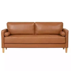Kirklands Home Sofas & Loveseats|Caramel Faux Leather Chelsea Sofa Brown