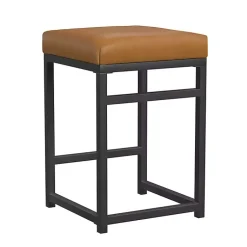 Kirklands Home Bar Stools & Counter Height Stools|Caramel Faux Leather Upholstered Counter Stool Tan